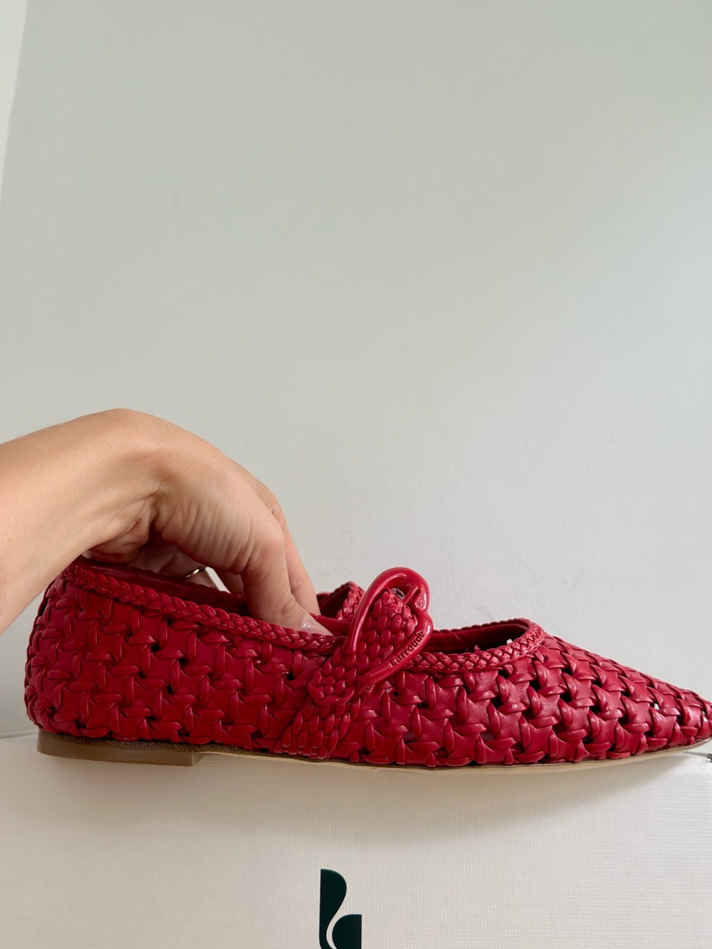 Larroudé Verona New Macrame In Scarlet Leather Size 8.5 US - Picture 4 of 12